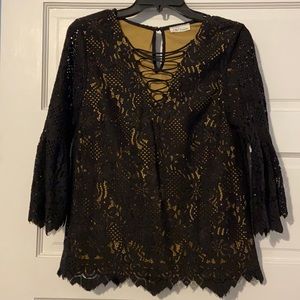 Black lace top with nude lining